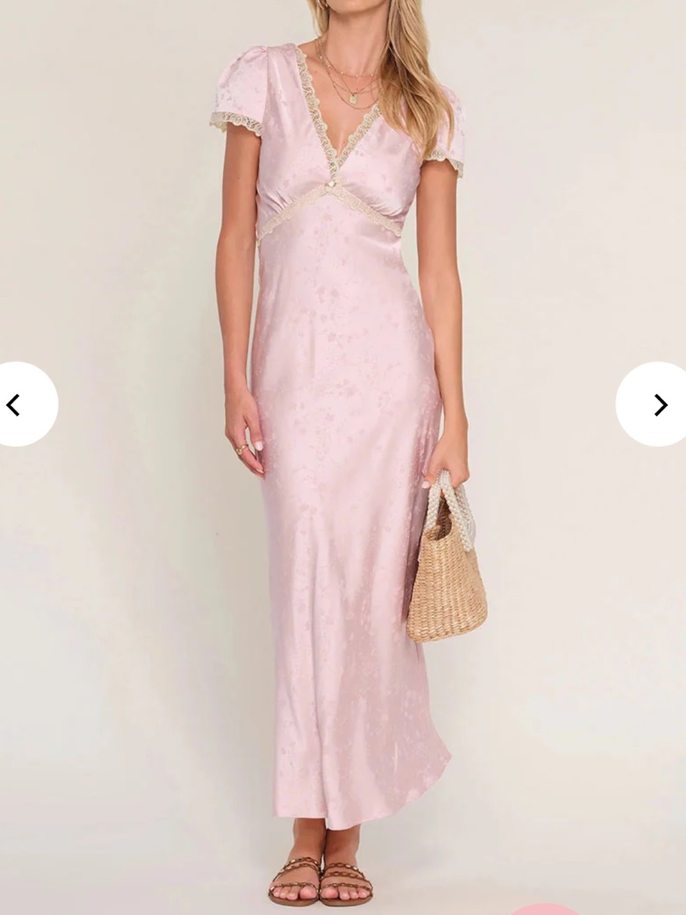 Alice & Wonder Pink Lace-Trim Maxi Dress